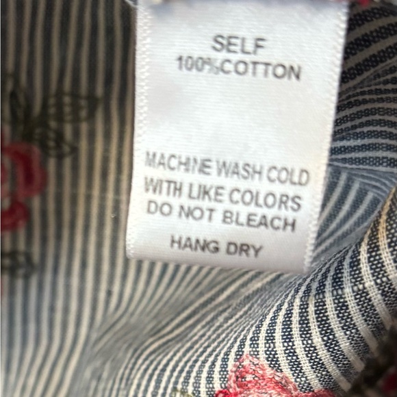 Soprano Blue White Stripe Floral Embroidered Cold Shoulder Top 100% Cotton - Picture 3 of 5